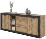 Скрин Тюдор с 2 врати плъзгащи, 3 чекмеджета и 3 ниши дъб самдал и черен мат