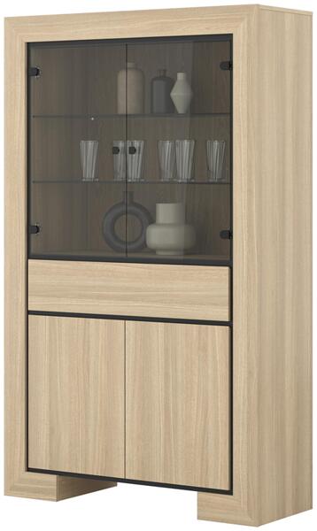 Витрина Куба II с 4 врати и 1 чекмедже дъб елегант и черен мат