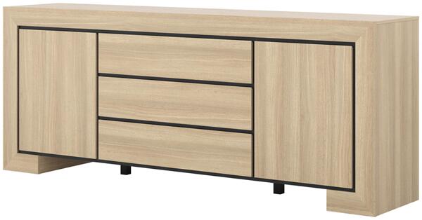 Скрин Куба II с 2 врати и 3 чекмеджета дъб елегант и черен мат