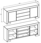 Скрин Куба II с 2 врати и 3 чекмеджета дъб елегант и черен мат