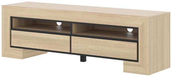 ТВ шкаф Куба II с 2 чекмеджета и 2 ниши дъб елегант и черен мат