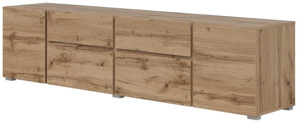 ТВ шкаф Асиметрик с 2 врати, 2 клапващи врати и 2 чекмеджета бял мат-Copy