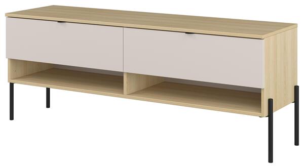 ТВ шкаф Оре с 2 чекмеджета и 2 ниши дъб линдберг и кашмир мат