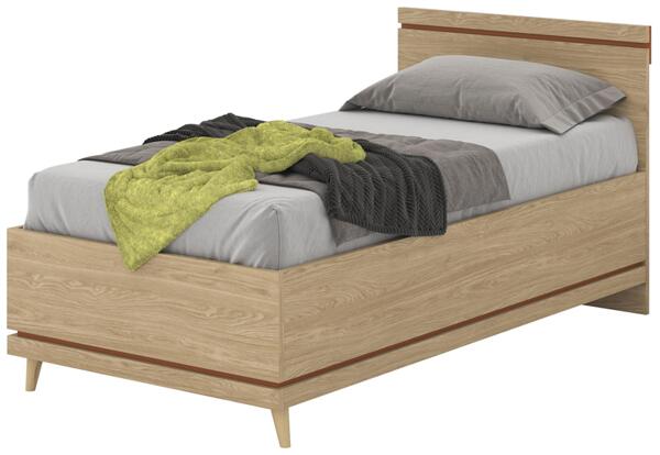 Легло Сканди за матрак с размер 100/200 см маслен дъб и брик