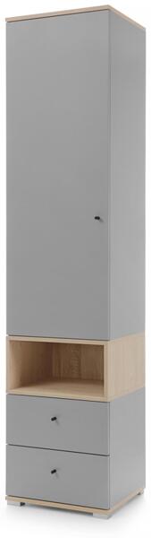 Гардероб Оро с 2 врати, 2 чекмеджета и 3 ниши дъб бискит и сив мат-Copy