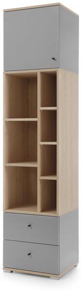 Регал Оро с 1 врата, 2 чекмеджета и 1 ниша дъб бискит и сив мат-Copy