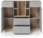 Регал Оро с 1 врата, 2 чекмеджета и 6 ниши дъб бискит и сив мат-Copy