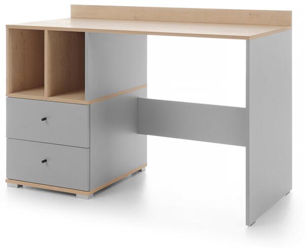 Бюро Оро с 2 чекмеджета и 2 ниши дъб бискит и сив мат