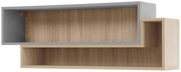 Стенна етажерка Оро с 2 ниши дъб бискит и сив мат