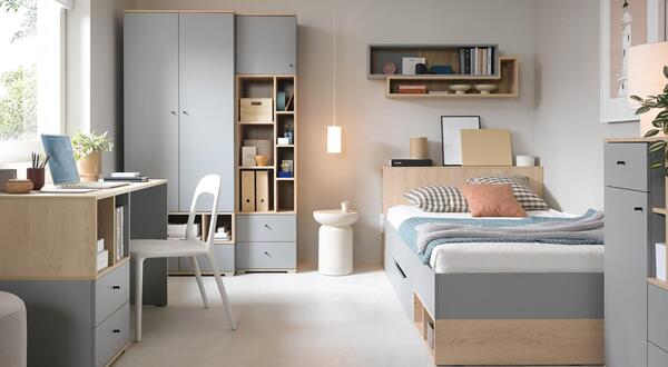 Модулна комбинация Оро А дъб бискит и сив мат