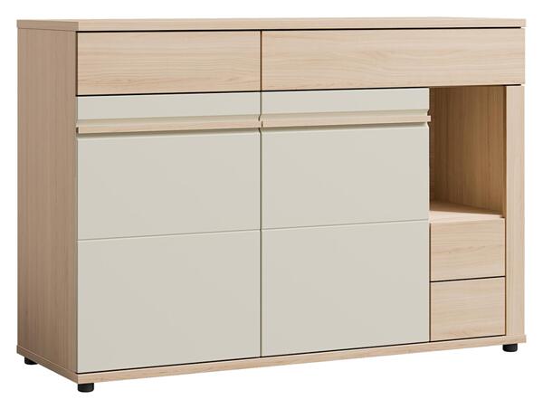 Скрин Осло с 2 врати, 4 чекмеджета и ниша дъб рива и кашмир мат