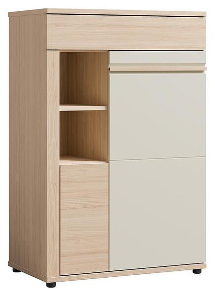 Комод Осло с 2 врати, 1 чекмедже и 2 ниши дъб рива и кашмир мат