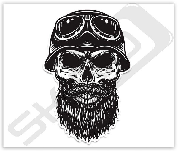 Vintage Biker Skull Sticker 1964 – Glossy Vinyl, 87x87mm, Oldschool Cafe Racer