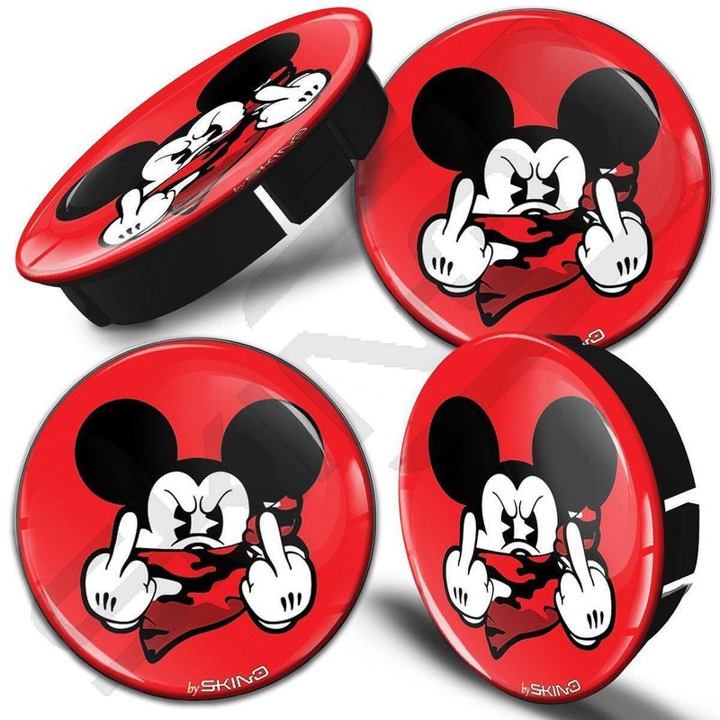Custom Cartoon Mouse Red Center Caps for Alloy Wheels 60 mm