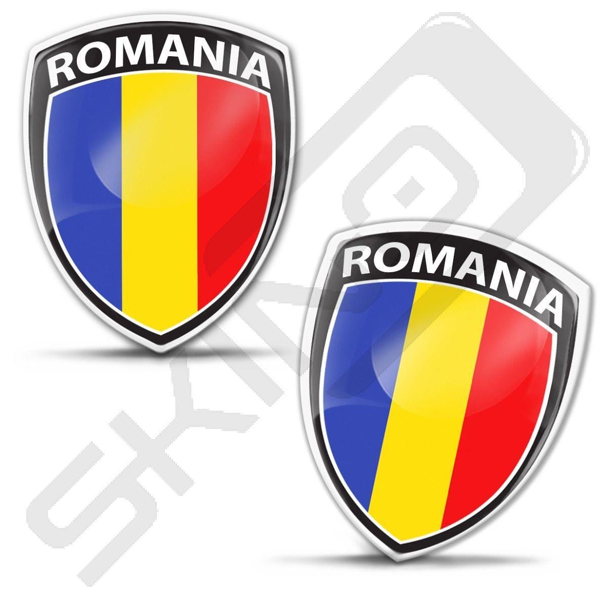 Romania flag resin stickers [ 3D flag gel badge ] Skino