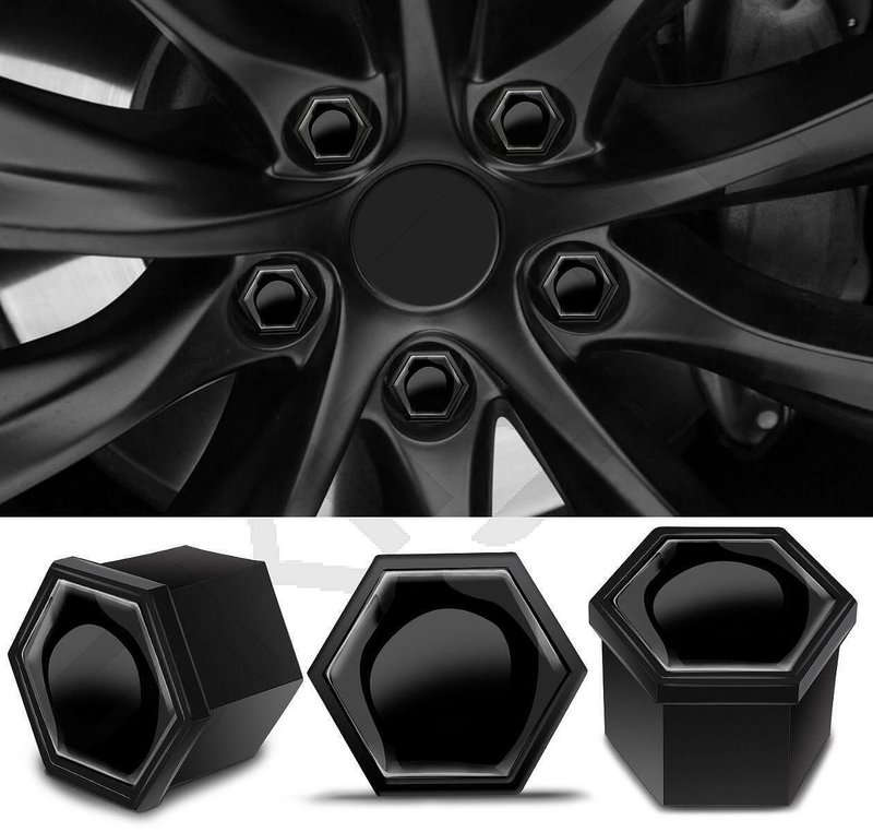 20-Pack 17mm Black Silicone Wheel Nut Screw Covers – Universal Fit For Car Rims
