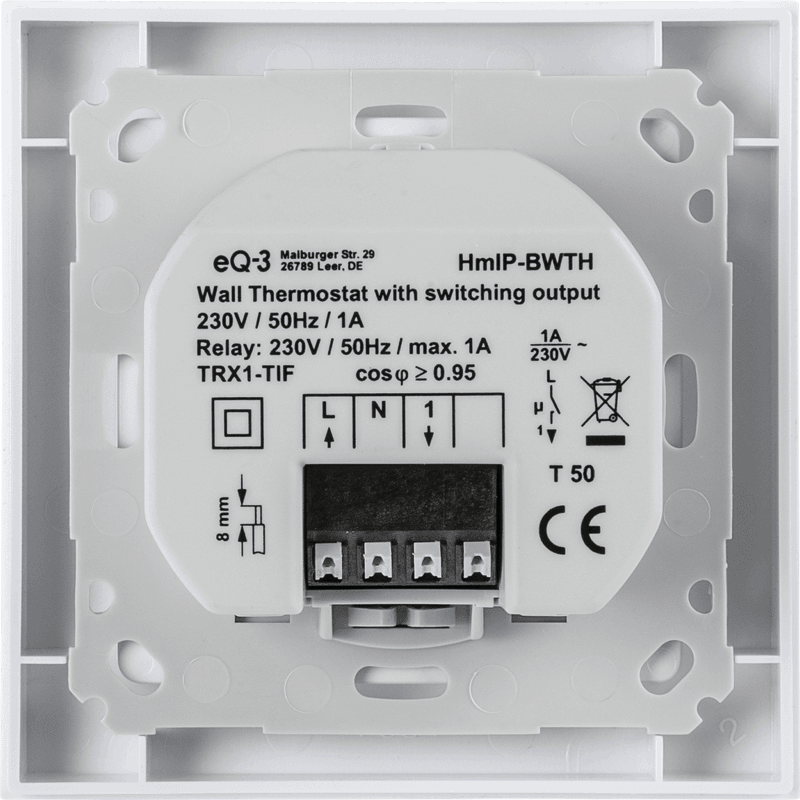 Homematic IP Стенен термостат с релеен изход за превключване - 230V