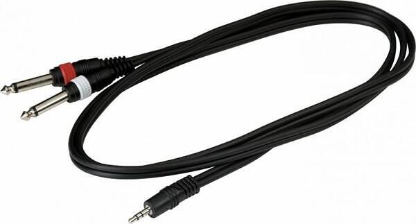 Rockcable Patchcable 1.8m, 3,5mm Stereo Jack to 2 x 6,3mm Mono Jack
