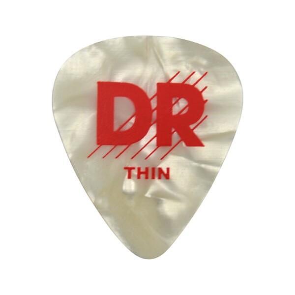 DR Strings White Perloid Pick Thin 0.50mm