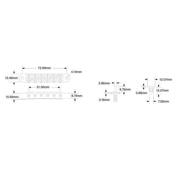 TonePros Tuneomatic Bridge, Notched Saddles, Black