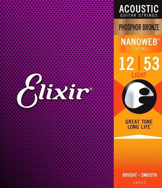 Elixir Acoustic Phosphor Bronze Nanoweb Coating, Light 012"/053"