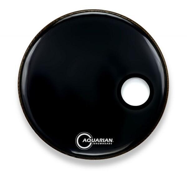 Aquarian Small Offset Ported Bass Drumhead Gloss Black 18"