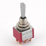 MEC Mini Toggle Switch, Solder Lug, On-On-On, DPDT, Chrome