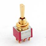 MEC Mini Toggle Switch, Solder Lug, On-On-On, DPDT, Gold