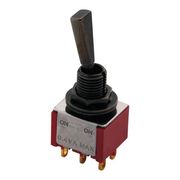 MEC Mini Toggle Switch, Solder Lug, On-On, DPDT, Black