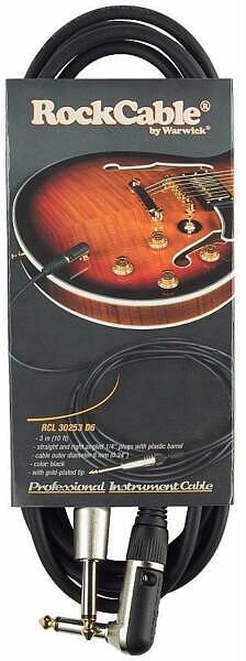 Rockcable Instrument Cable AD 6mm, 3m, Angled, Black