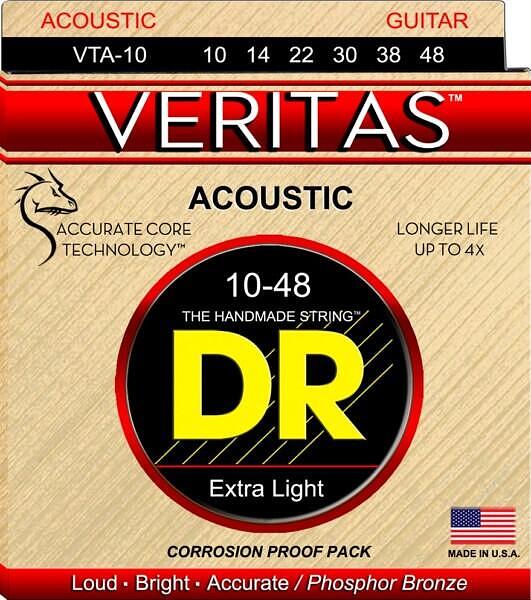 DR Strings VERITAS Acoustic Strings w/ ACT, Extra Light 010"/048"
