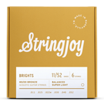 Stringjoy Brights | Super Light Gauge (11-52) 80/20 Bronze Acoustic Guitar Strings