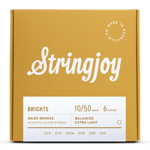 Stringjoy Brights | Extra Light (10-50) 80/20 Bronze Acoustic Guitar Strings
