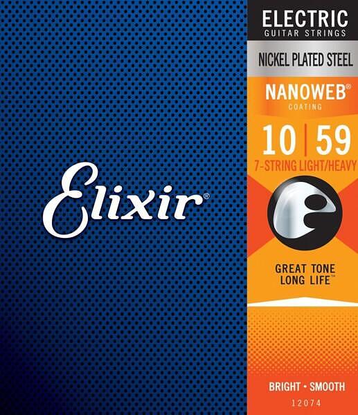Elixir Electric Nanoweb Coating, Light - Heavy, 7 String Set, 010"/059"