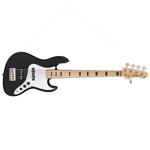 Vintage VJ75MBK 5 String ReIssued Bass Guitar, Black, Maple Fretboard
