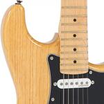 Vintage V6MNAT Electric Guitar, Maple Fretboard, Natural Ash