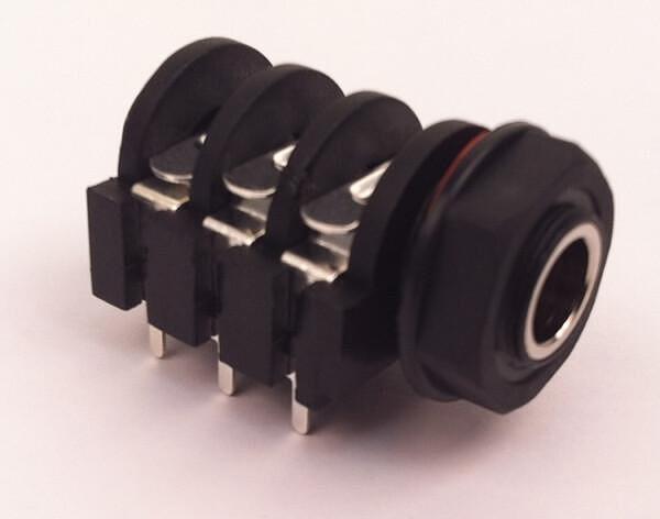 Stereo Input Jack, 6 PCB Terminals, Switched, Modern Marshall Type