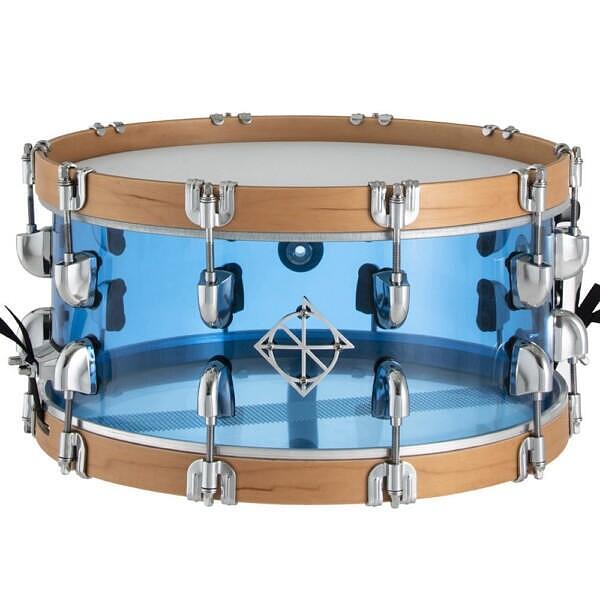 Dixon 6.5"x14" Cornerstone Snare Drum, See-Through Blue, 5mm Seamless Acrylic Shell