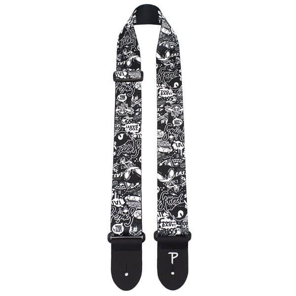 Perri's Official Licensing Guitar Strap Sonic The Hedgehog Black and White Pattern