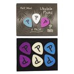 Perri's Felt Wool Ukulele Picks 6 Pack, Teal, Purple, White