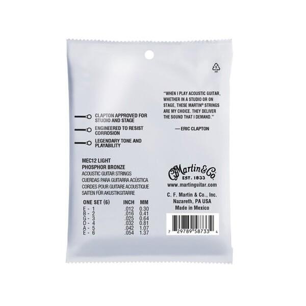 Martin MEC12 Eric Clapton Acoustic Strings, Phosphor Bronze 92/8, Light .012-.054"