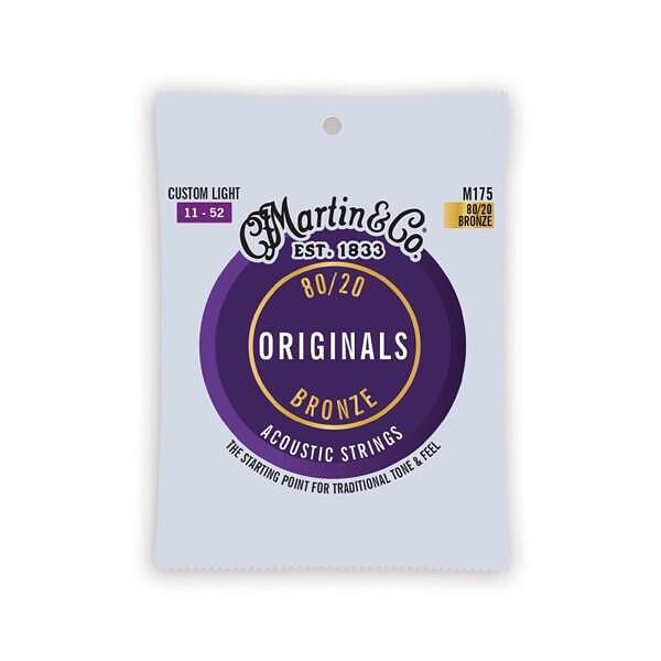 Martin M175 Original Acoustic Strings, Bronze 80/20, Custom Light .011"-.052"
