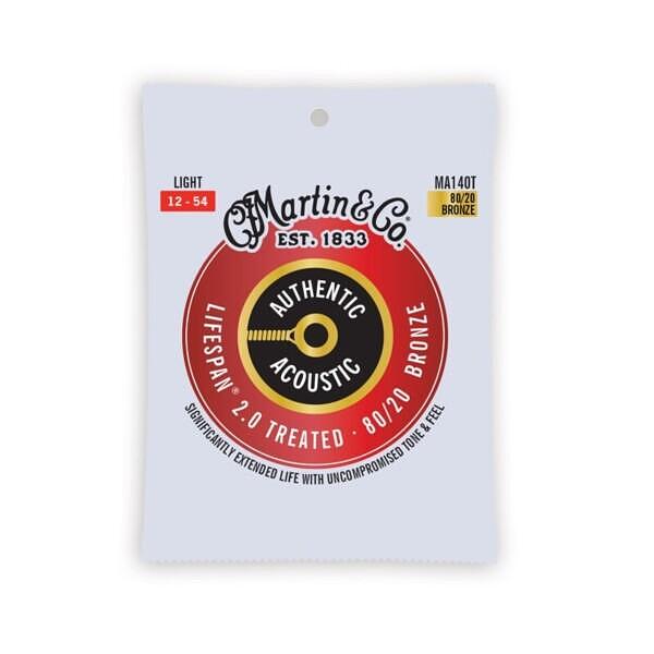 Martin MA140T Authentic Acoustic Lifespan Treated Strings, Bronze 80/20, Light .012"-.054"
