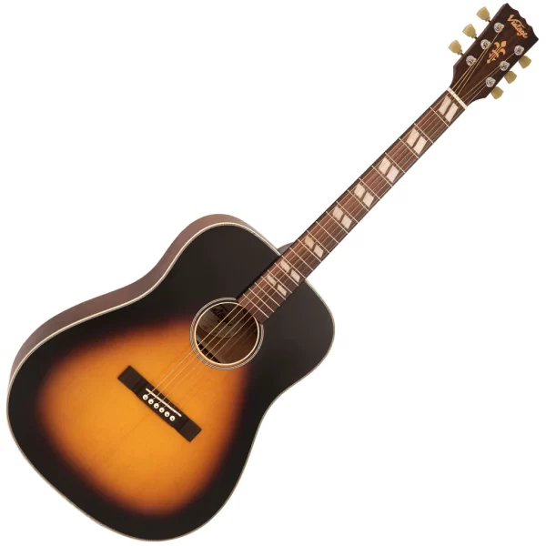 Vintage V140VSB Vintage Historic Series 'Dreadnought' Acoustic Guitar, Vintage Sunburst
