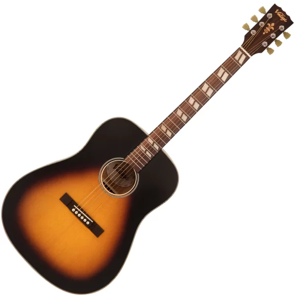 Vintage V140VSB Vintage Historic Series 'Dreadnought' Acoustic Guitar, Vintage Sunburst