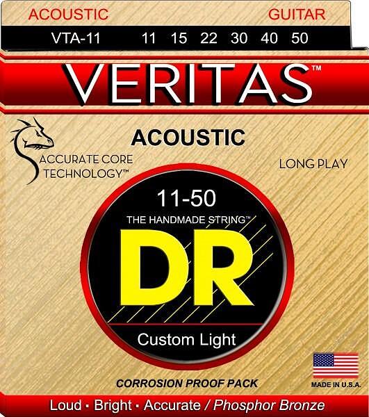 DR Strings VERITAS Acoustic Strings w/ ACT, Custom Light 011"/050"