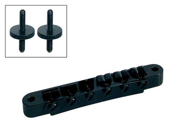 Boston Bridge For E-Guitar, Tune-O-Matic, Stud Spacing 74mm, Stud Diam 4mm, Black