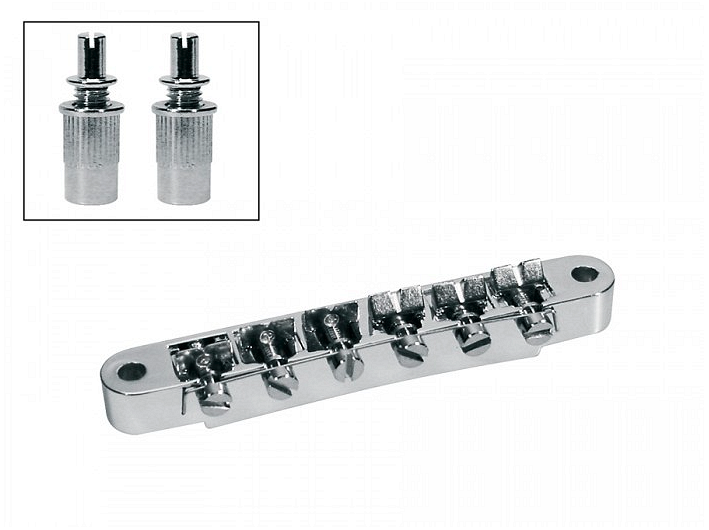 Boston Bridge For E-Guitar, Tune-O-Matic, Stud Spacing 74mm, Stud Diam 6mm, Chrome