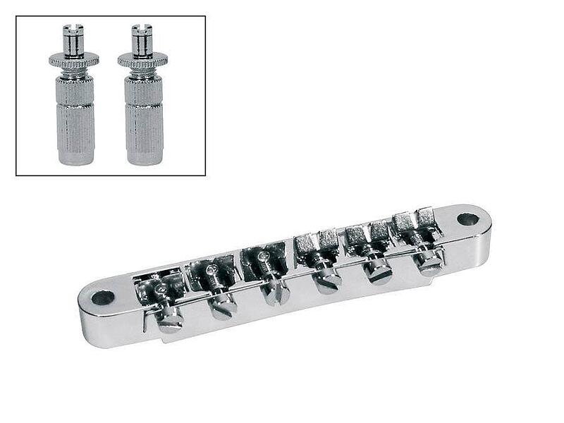 Boston Bridge For E-Guitar, Tune-O-Matic, Stud Spacing 73.5mm, Stud Diam 6mm, Chrome