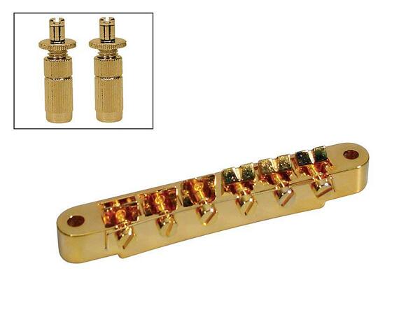 Boston Bridge For E-Guitar, Tune-O-Matic, Stud Spacing 73.5mm, Stud Diam 6mm, Gold